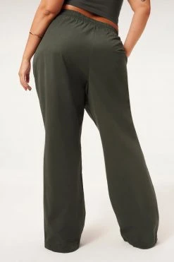 GA-SALE Leggings & Pants SUEDED TRACK WIDE LEG ZIP PANT | INK001
