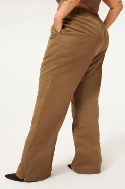 GA-SALE SUEDED TRACK WIDE LEG ZIP PANT | SEPIA001 Leggings & Pants