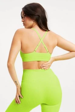 GA-SALE Neon Collection SEAMLESS CHUNKY RIB BRA | ELECTRIC LIME002