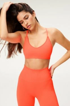 GOOD AMERICAN SEAMLESS CHUNKY RIB BRA | HOT CORAL001