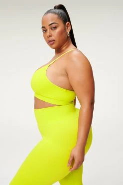 GOOD AMERICAN SEAMLESS CHUNKY RIB BRA | LEMON LIME001