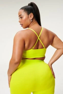 GOOD AMERICAN SEAMLESS CHUNKY RIB BRA | LEMON LIME001