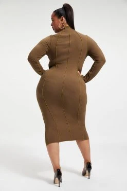 GA-SALE KNIT MIDI DRESS | FOG001