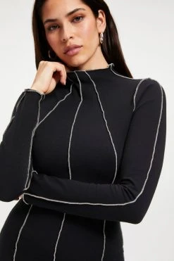 GA-SALE Dresses KNIT MIDI DRESS | BLACK001