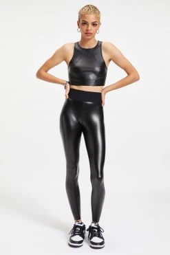 GA-SALE RUBBERIZED CROP TOP | BLACK001 Tops