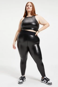 GA-SALE RUBBERIZED CROP TOP | BLACK001 Tops