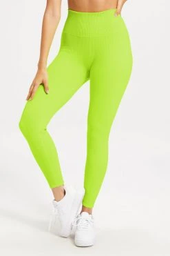GA-SALE Neon Collection SEAMLESS CHUNKy RIB LEGGING | ELECTRIC LIME002