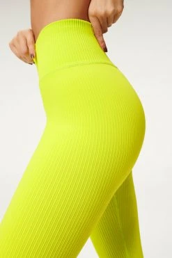 GOOD AMERICAN SEAMLESS CHUNKY RIB 7/8 LEGGING | LEMON LIME001 Leggings & Pants