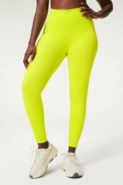 GOOD AMERICAN SEAMLESS CHUNKY RIB 7/8 LEGGING | LEMON LIME001 Leggings & Pants