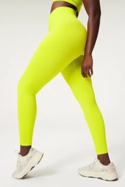 GOOD AMERICAN SEAMLESS CHUNKY RIB 7/8 LEGGING | LEMON LIME001 Leggings & Pants