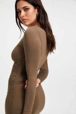 GA-SALE RUCHED MIDI DRESS | FOG001