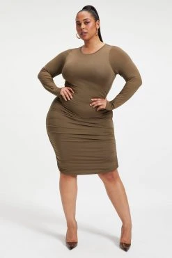 GA-SALE RUCHED MIDI DRESS | FOG001