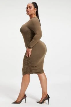 GA-SALE RUCHED MIDI DRESS | FOG001