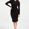 GA-SALE RUCHED MIDI DRESS | BLACK001