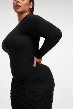 GA-SALE RUCHED MIDI DRESS | BLACK001