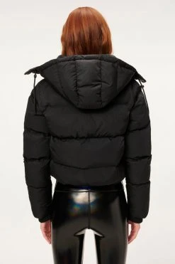 GA-SALE CROPPED IRIDESCENT PUFFER | BLACK001 Tops