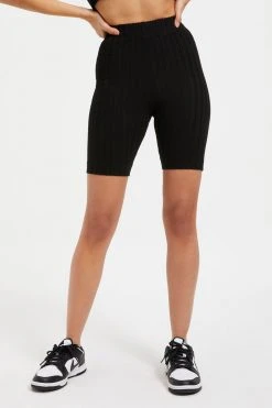 GOOD AMERICAN Good '90s '90S RIBBED BIKER SHORT | BLACK001