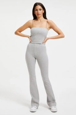 GOOD AMERICAN Good '90s '90S RIBBED PANT | HEATHER GREY001
