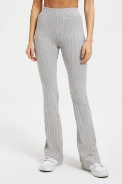 GOOD AMERICAN Good '90s '90S RIBBED PANT | HEATHER GREY001