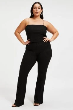 GOOD AMERICAN '90S RIBBED PANT | BLACK001 Good '90s