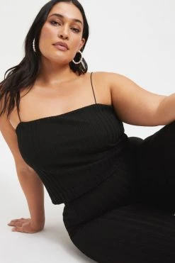 GOOD AMERICAN '90S RIBBED PANT | BLACK001 Good '90s