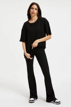 GOOD AMERICAN '90S RIBBED PANT | BLACK001 Good '90s