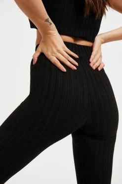 GOOD AMERICAN '90S RIBBED PANT | BLACK001 Good '90s