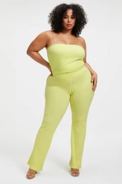 GOOD AMERICAN '90S RIBBED PANT | KEY LIME001