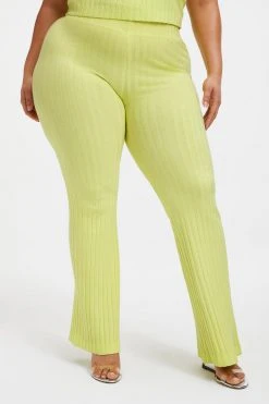 GOOD AMERICAN '90S RIBBED PANT | KEY LIME001