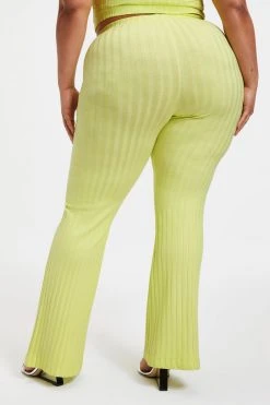 GOOD AMERICAN '90S RIBBED PANT | KEY LIME001