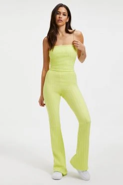 GOOD AMERICAN '90S RIBBED PANT | KEY LIME001