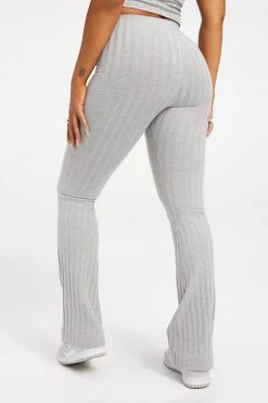 GOOD AMERICAN Good '90s '90S RIBBED PANT | HEATHER GREY001