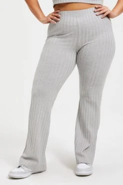 GOOD AMERICAN Good '90s '90S RIBBED PANT | HEATHER GREY001