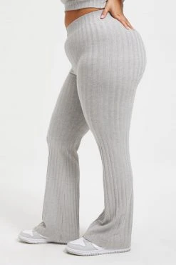 GOOD AMERICAN Good '90s '90S RIBBED PANT | HEATHER GREY001