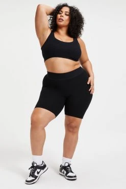 GOOD AMERICAN TERRY SCOOP BRALETTE | BLACK001 Tees & Tops