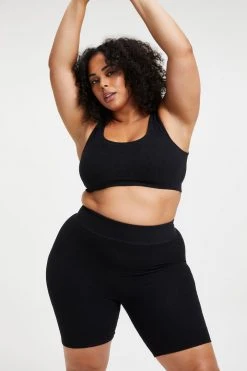 GOOD AMERICAN TERRY SCOOP BRALETTE | BLACK001 Tees & Tops