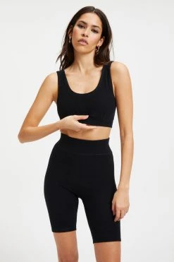 GOOD AMERICAN TERRY SCOOP BRALETTE | BLACK001 Tees & Tops