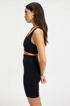 GOOD AMERICAN TERRY SCOOP BRALETTE | BLACK001 Tees & Tops