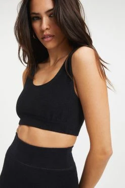 GOOD AMERICAN TERRY SCOOP BRALETTE | BLACK001 Tees & Tops