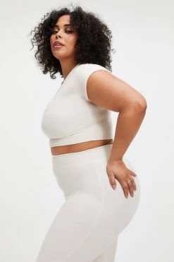 GOOD AMERICAN TERRY CROP TEE | BONE001 Tees & Tops