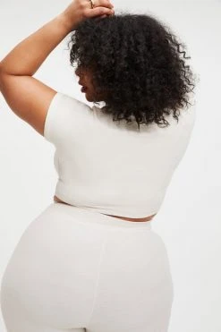 GOOD AMERICAN TERRY CROP TEE | BONE001 Tees & Tops