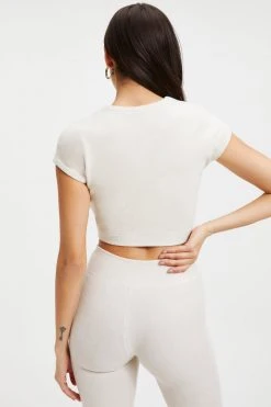 GOOD AMERICAN TERRY CROP TEE | BONE001 Tees & Tops