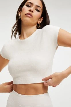 GOOD AMERICAN TERRY CROP TEE | BONE001 Tees & Tops