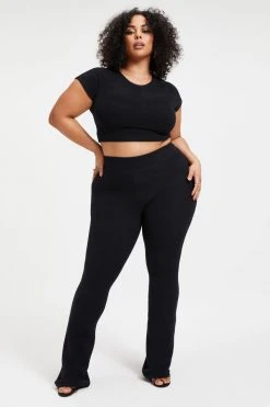 GOOD AMERICAN Tees & Tops TERRY CROP TEE | BLACK001