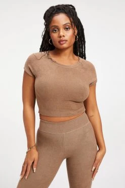 GOOD AMERICAN TERRY CROP TEE | PUTTY001 Tees & Tops