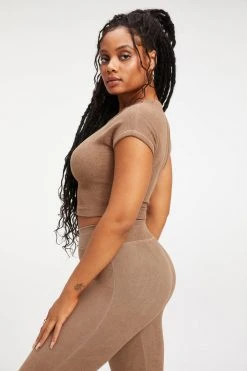 GOOD AMERICAN TERRY CROP TEE | PUTTY001 Tees & Tops