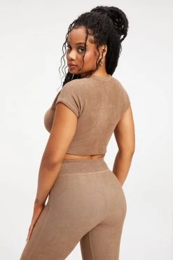 GOOD AMERICAN TERRY CROP TEE | PUTTY001 Tees & Tops