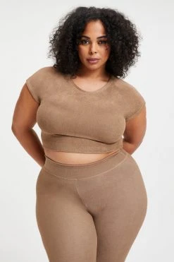 GOOD AMERICAN TERRY CROP TEE | PUTTY001 Tees & Tops