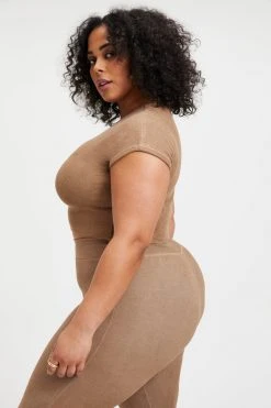 GOOD AMERICAN TERRY CROP TEE | PUTTY001 Tees & Tops