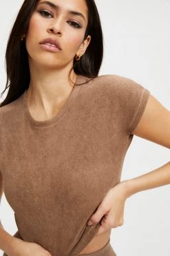 GOOD AMERICAN TERRY CROP TEE | PUTTY001 Tees & Tops